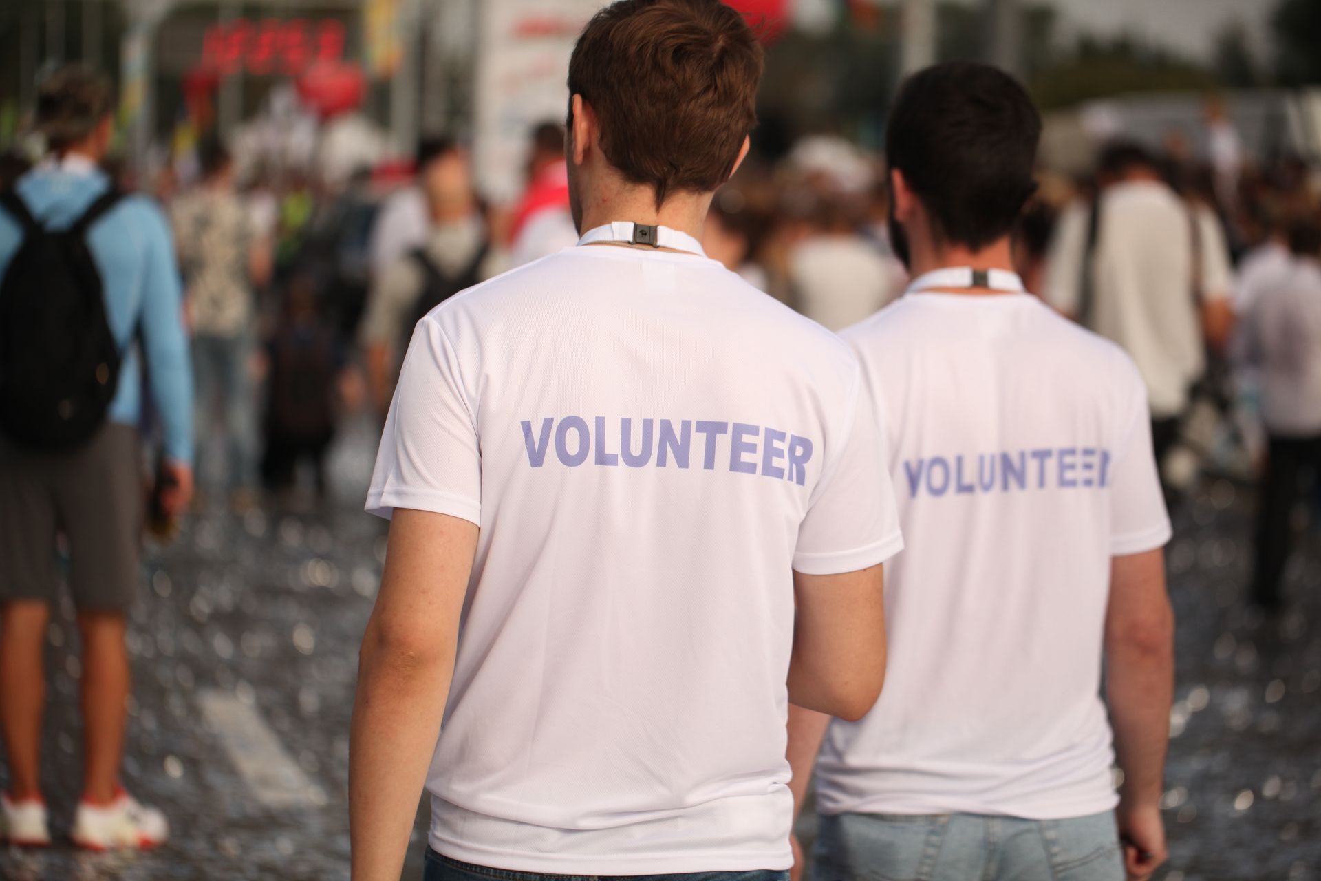 to volunteers working at a festival
